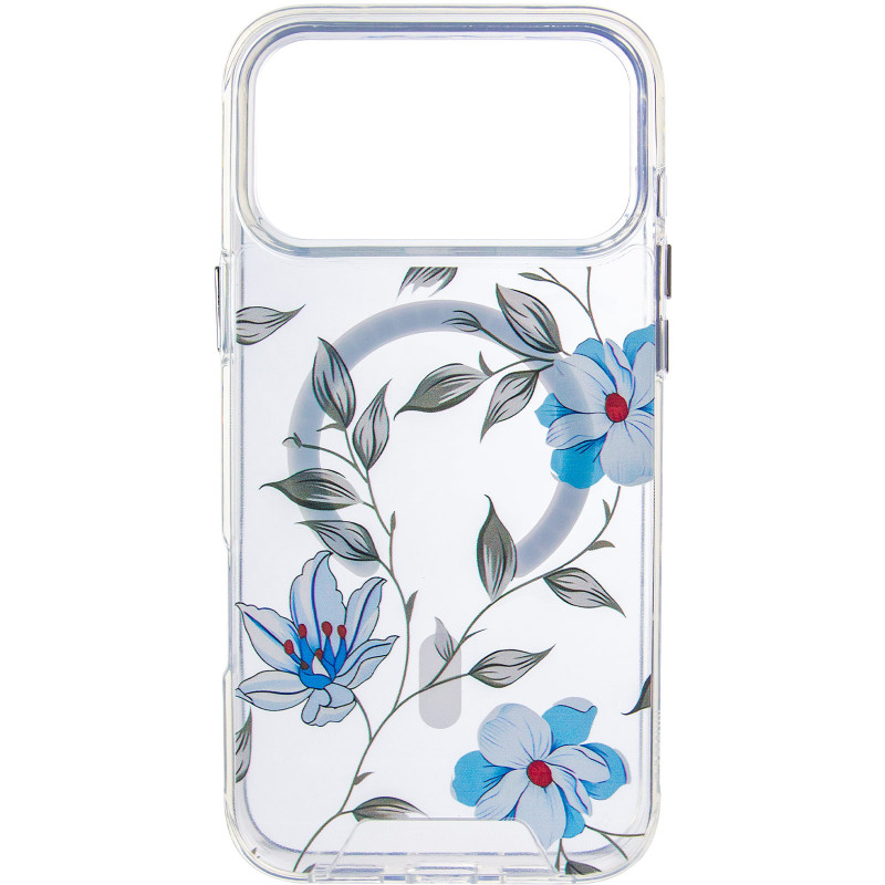 Фото TPU+PC чехол Clear Garden with Magnetic Safe для Apple iPhone 17 Pro Max (6.9") (Blue Blossom) в магазине vchehle.ua