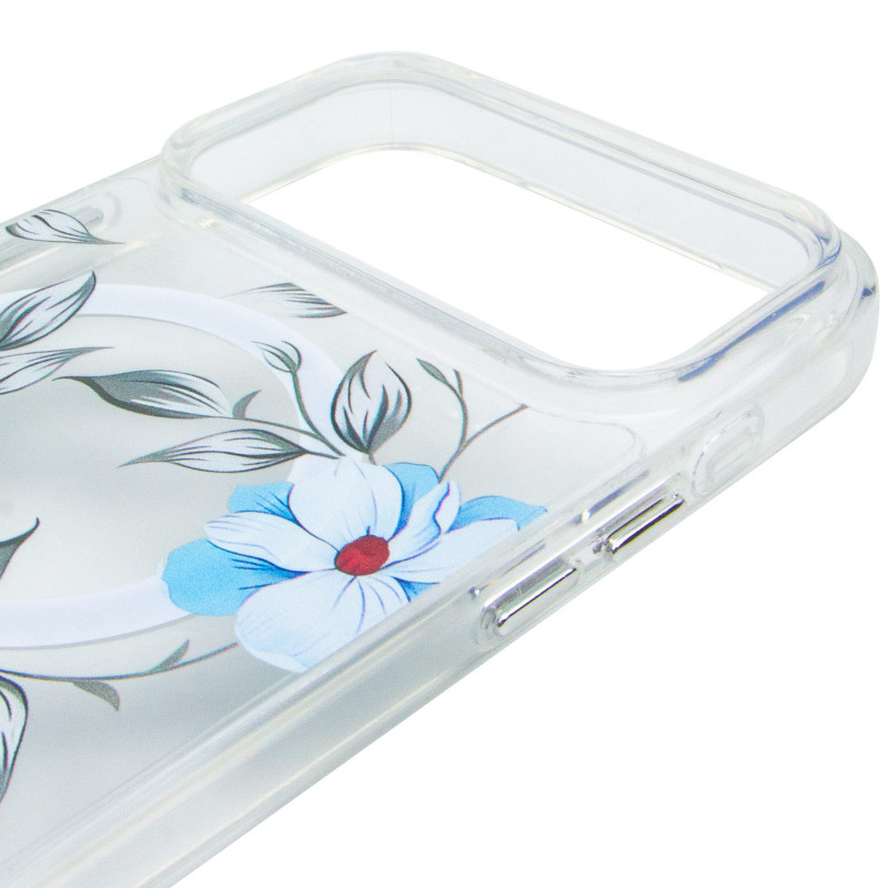Купить TPU+PC чехол Clear Garden with Magnetic Safe для Apple iPhone 17 Pro Max (6.9") (Blue Blossom) на vchehle.ua