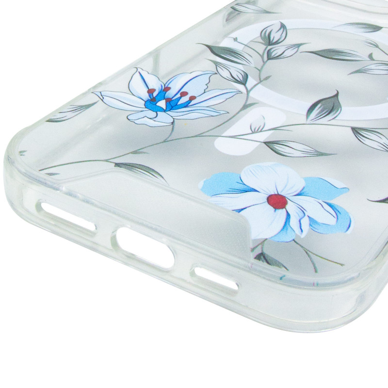 Заказать TPU+PC чехол Clear Garden with Magnetic Safe для Apple iPhone 17 Pro Max (6.9") (Blue Blossom) на vchehle.ua