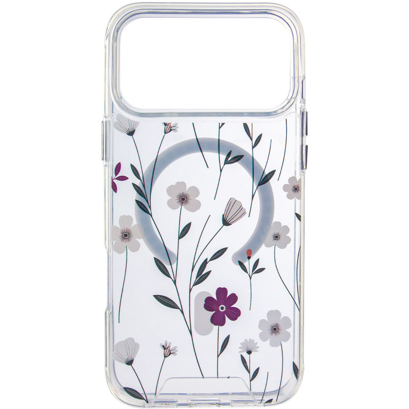 Фото TPU+PC чехол Clear Garden with Magnetic Safe для Apple iPhone 17 Pro Max (6.9") (Cherry Petal) на vchehle.ua