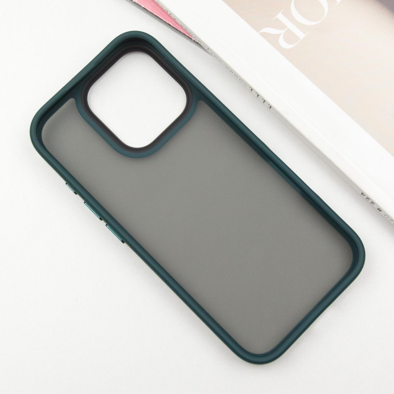 Фото TPU+PC чохол Metal Buttons на Apple iPhone 16 Pro Max (6.9") (Зелений / Dark Green) в маназині vchehle.ua