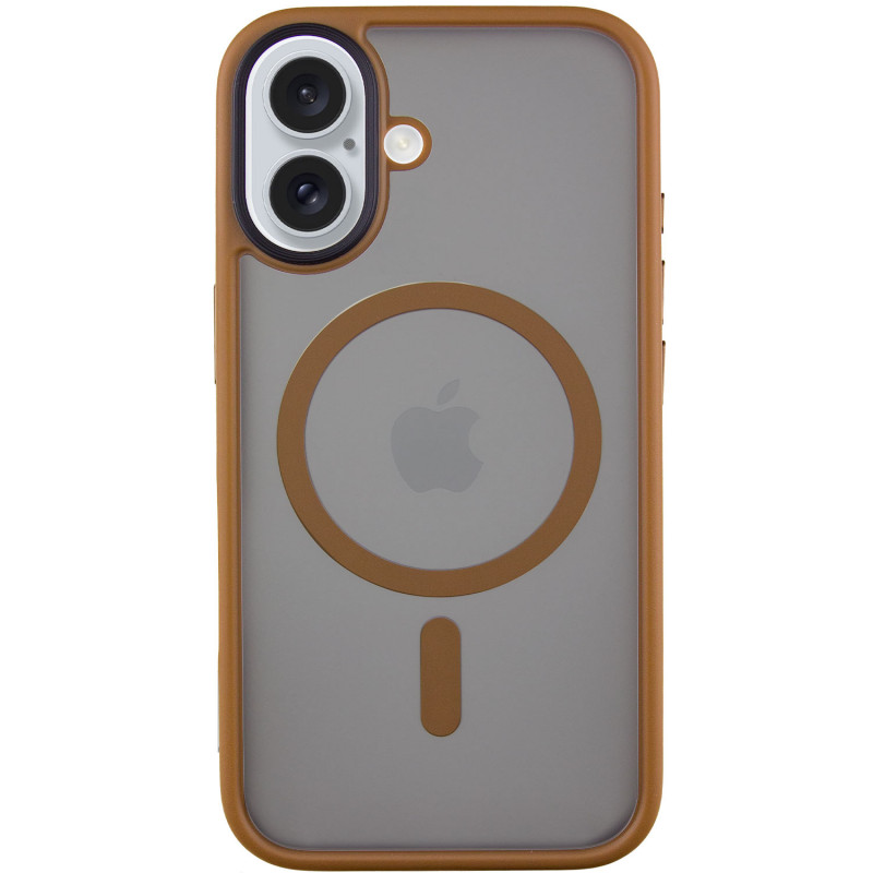 TPU+PC чехол Metal Buttons with Magnetic Safe для Apple iPhone 16 (6.1") (Золотой / Gold)