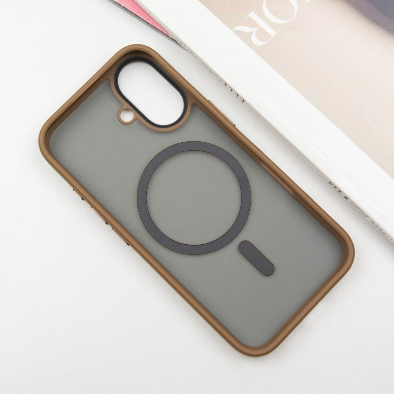 Фото TPU+PC чехол Metal Buttons with Magnetic Safe для Apple iPhone 16 (6.1") (Золотой / Gold) в магазине vchehle.ua