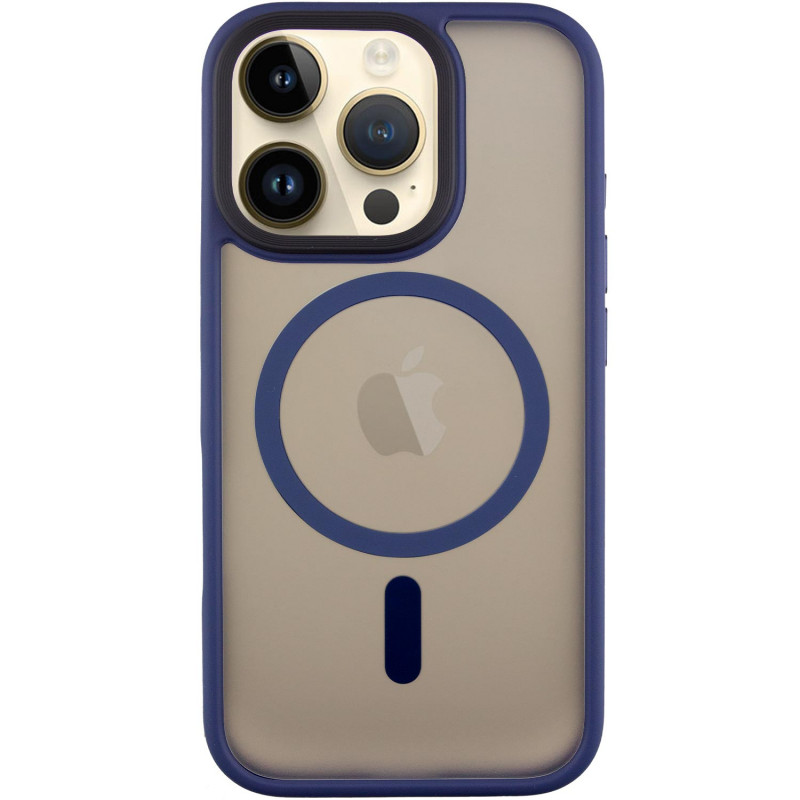 TPU+PC чехол Metal Buttons with Magnetic Safe для Apple iPhone 16 Pro Max (6.9") (Синий / Navy Blue)