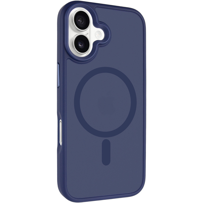 TPU+PC чехол Metal Buttons with Magnetic Safe для Apple iPhone 17 (6.3") (Синий / Navy Blue)