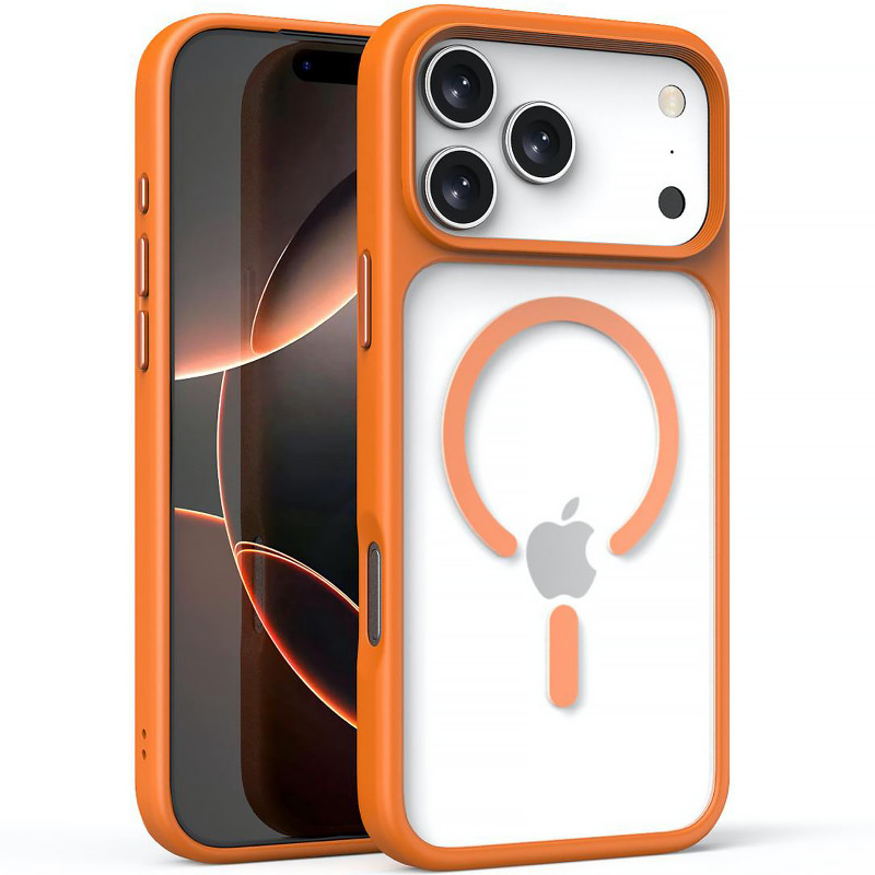 TPU+PC чехол Metal Buttons with Magnetic Safe для Apple iPhone 17 Pro Max (6.9") (Оранжевый / Orange)