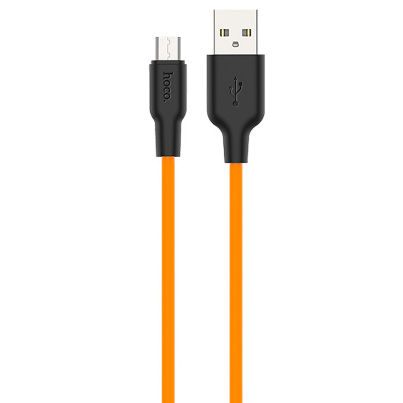 Уценка Дата кабель Hoco X21 Plus Silicone MicroUSB Cable (1m) (Мятая упаковка / Black / Orange)