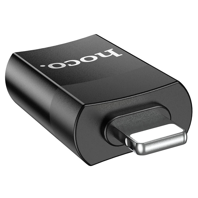 Фото Уцінка Перехідник Hoco UA17 Lightning Male to USB Female USB2.0 (Розкрита упаковка / Чорний) в маназині vchehle.ua