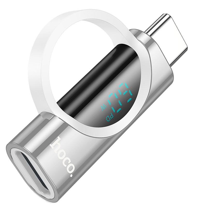 Фото Уцінка Перехідник Hoco UA32A Type-C male to Lightning female display adapter (Поврежденная упаковка / Silver) в маназині vchehle.ua