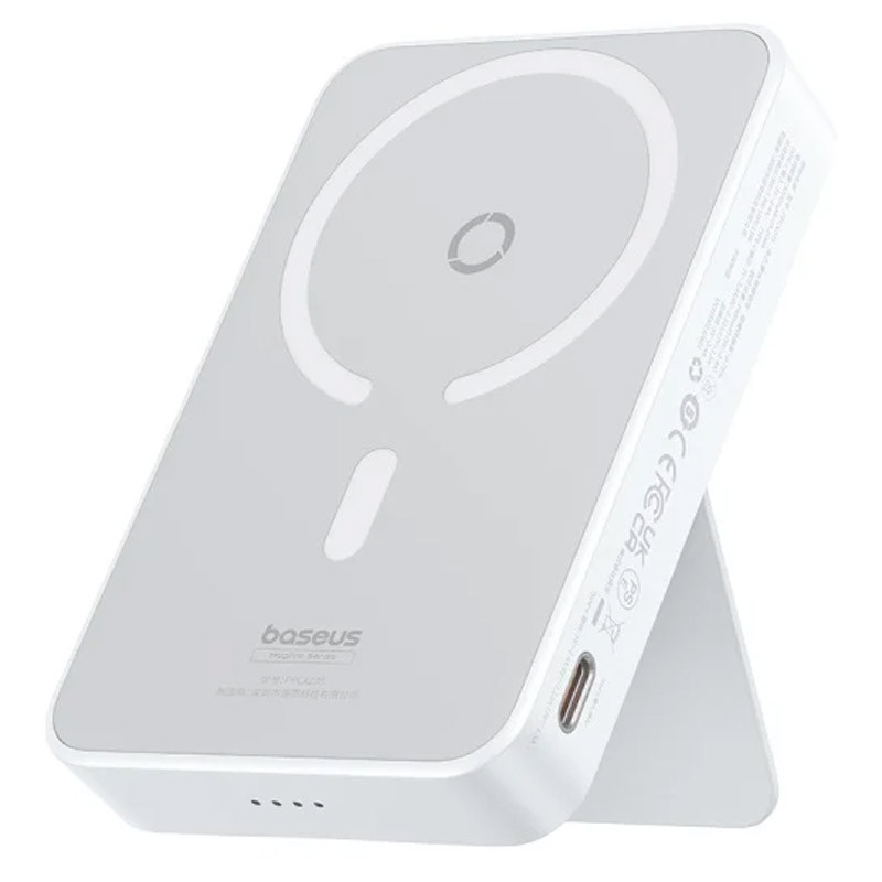Уценка Портативное ЗУ Power Bank Baseus MagPro Magnetic Bracket PD20W с БЗУ 5000mAh PPCXZ05 (Вскрытая упаковка / White)