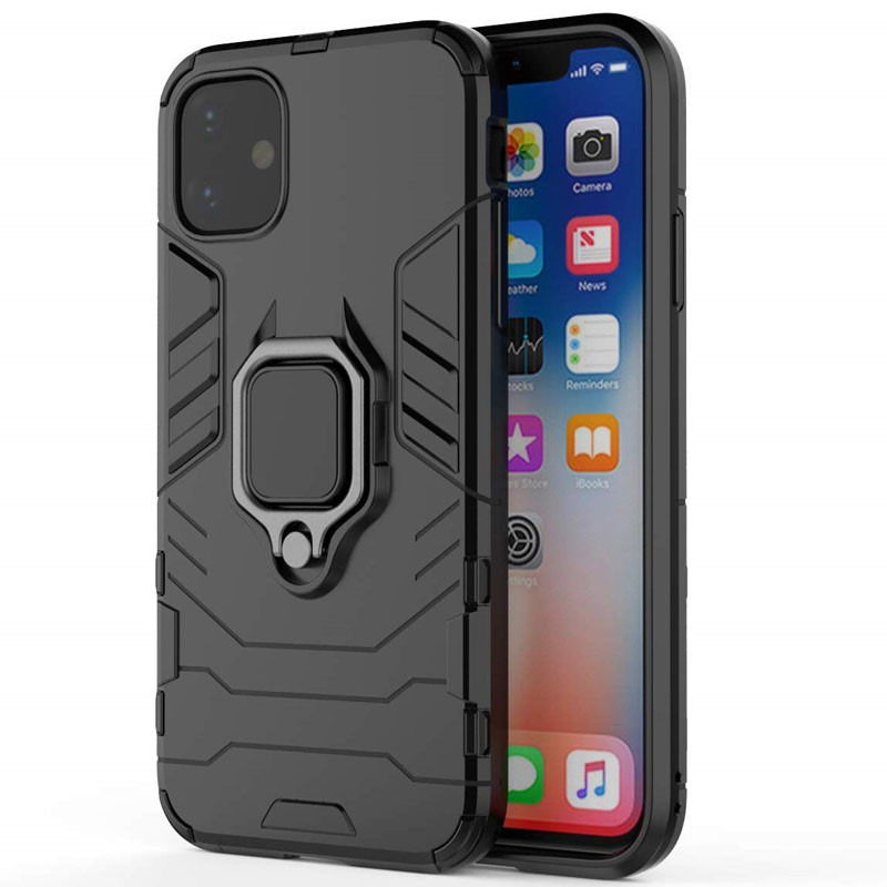 Фото Ударопрочный чехол Transformer Ring for Magnet для Apple iPhone 11 (6.1") (Черный / Soul Black) на vchehle.ua
