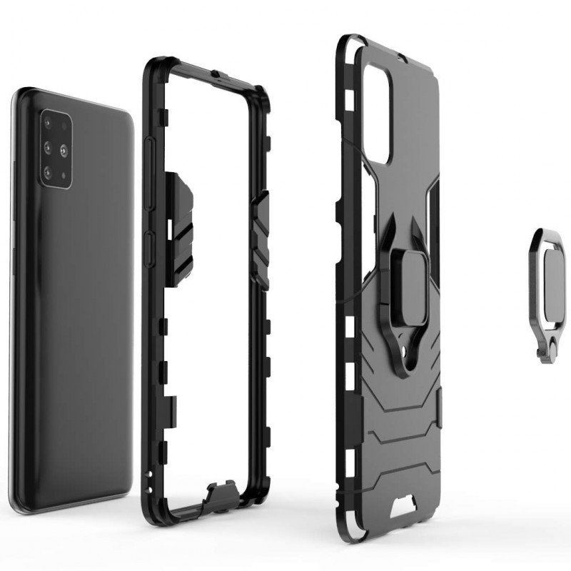 Ударопрочный чехол Transformer Ring for Magnet для Samsung Galaxy A51 (Черный / Soul Black) в магазине vchehle.ua