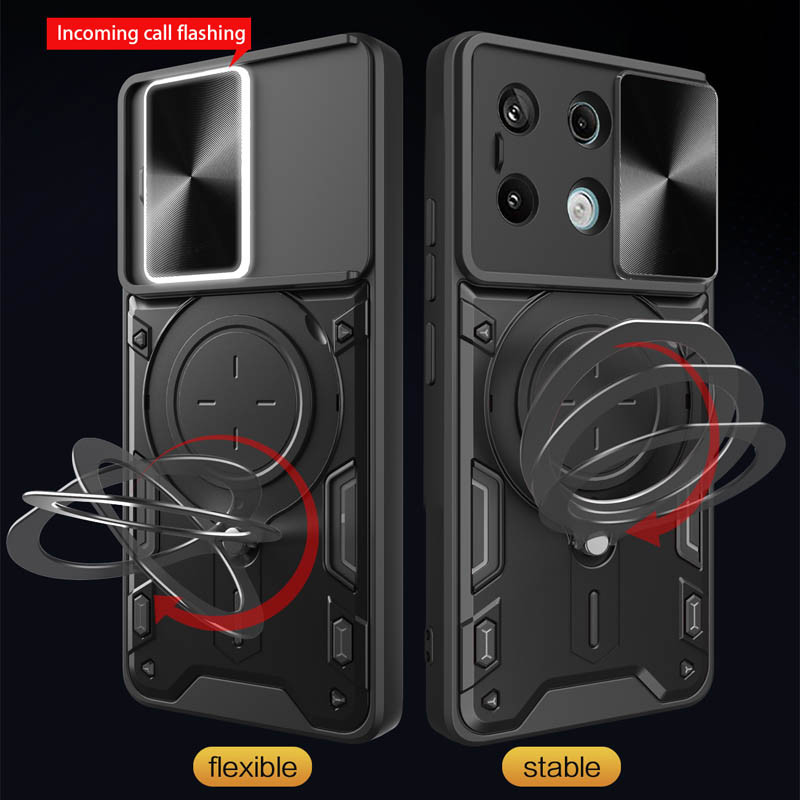 Фото Ударопрочный чехол Bracket case with Magnetic для Xiaomi Redmi Note 13 5G (Black) на vchehle.ua