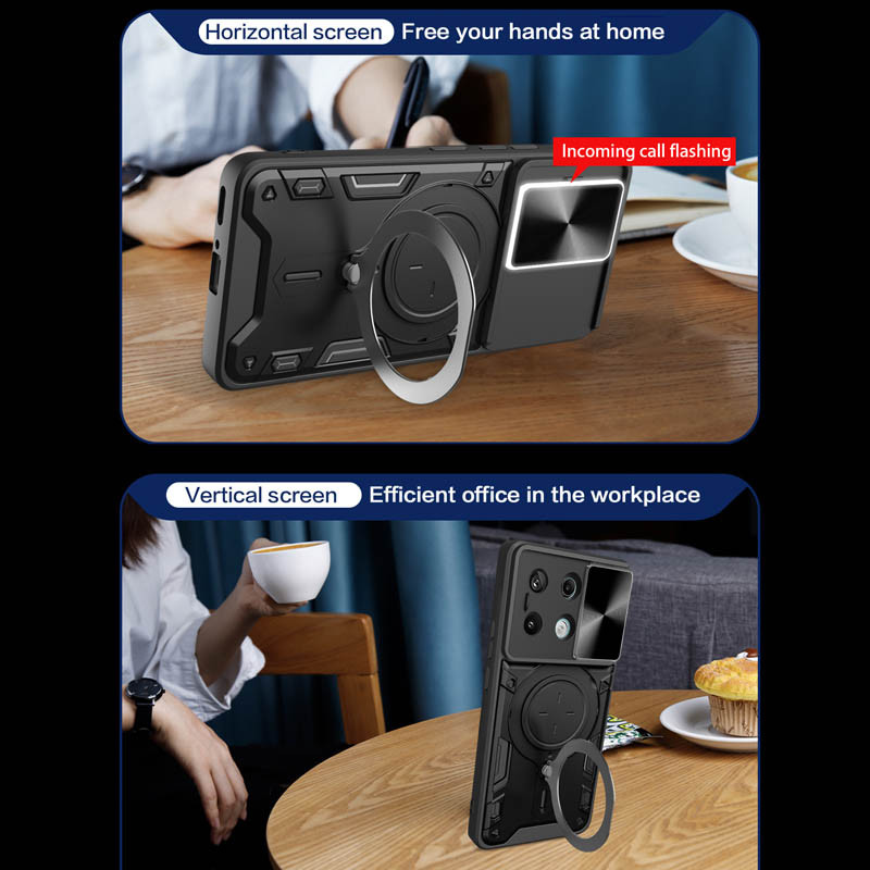Фото Ударопрочный чехол Bracket case with Magnetic для Xiaomi Redmi Note 13 5G (Black) в магазине vchehle.ua