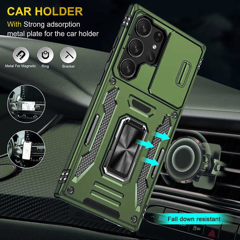 Ударопрочный чехол Camshield Army Ring для Samsung Galaxy S23 Ultra (Оливковый / Army Green) в магазине vchehle.ua