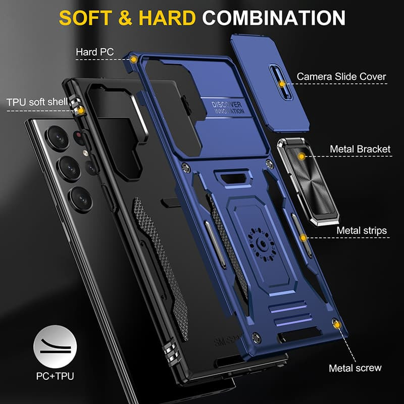 Фото Ударопрочный чехол Camshield Army Ring для Samsung Galaxy S23 Ultra (Синий / Navy) на vchehle.ua