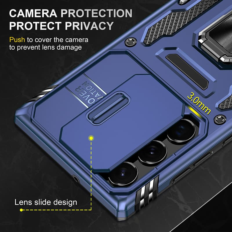 Купить Ударопрочный чехол Camshield Army Ring для Samsung Galaxy S23 Ultra (Синий / Navy) на vchehle.ua
