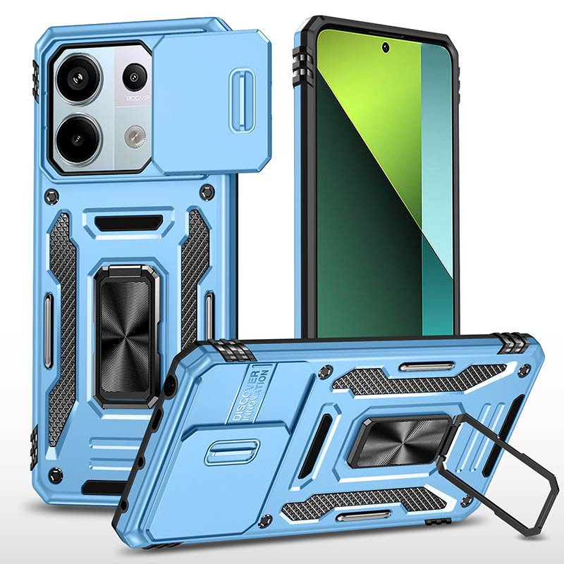 Ударопрочный чехол Camshield Army Ring для Xiaomi Redmi Note 13 Pro 4G / 14s / Poco M6 Pro 4G (Голубой / Light Blue)