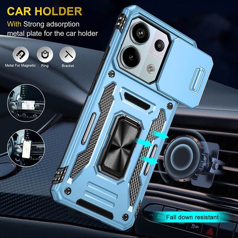 Купить Ударопрочный чехол Camshield Army Ring для Xiaomi Redmi Note 13 Pro 4G / 14s / Poco M6 Pro 4G (Голубой / Light Blue) на vchehle.ua