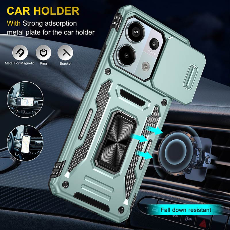 Фото Ударопрочный чехол Camshield Army Ring для Xiaomi Redmi Note 13 Pro 4G / 14s / Poco M6 Pro 4G (Зеленый / Light Green) в магазине vchehle.ua