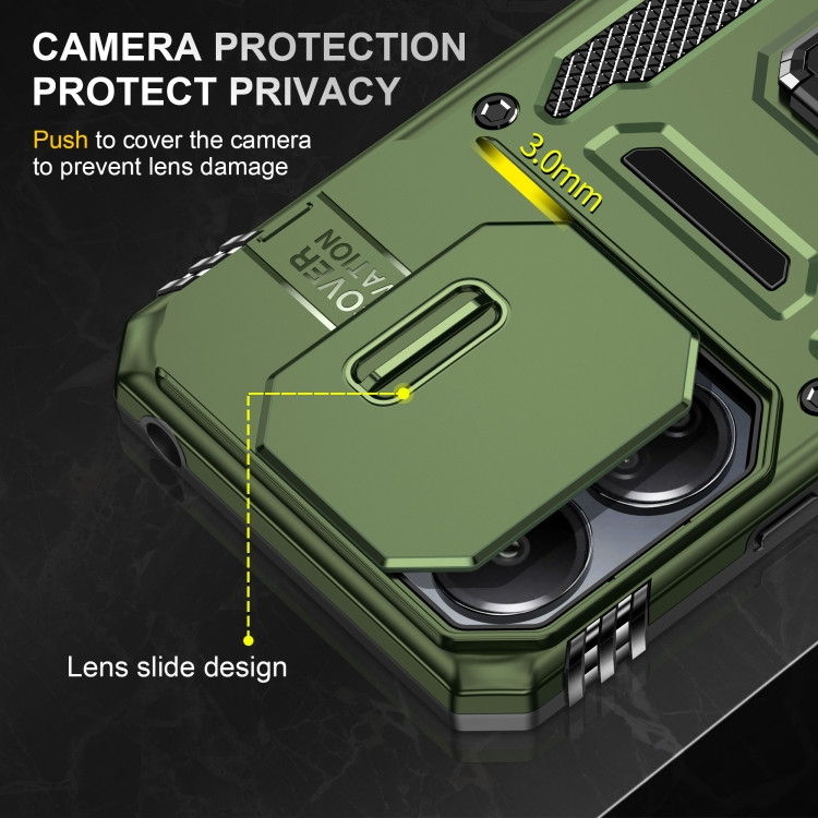 Удароміцний чохол Camshield Army Ring на Xiaomi Redmi Note 13 Pro 4G / 14s / Poco M6 Pro 4G (Оливковий / Army Green) в магазині vchehle.ua