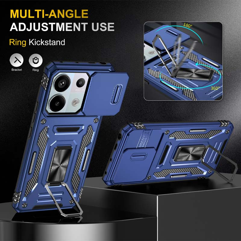 Фото Удароміцний чохол Camshield Army Ring на Xiaomi Redmi Note 13 Pro 4G / 14s / Poco M6 Pro 4G (Синій / Navy) в маназині vchehle.ua