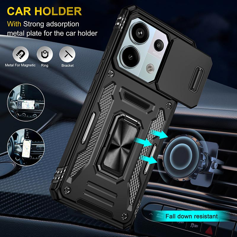 Ударопрочный чехол Camshield Army Ring для Xiaomi Redmi Note 13 Pro 4G / 14s / Poco M6 Pro 4G (Черный / Black) в магазине vchehle.ua