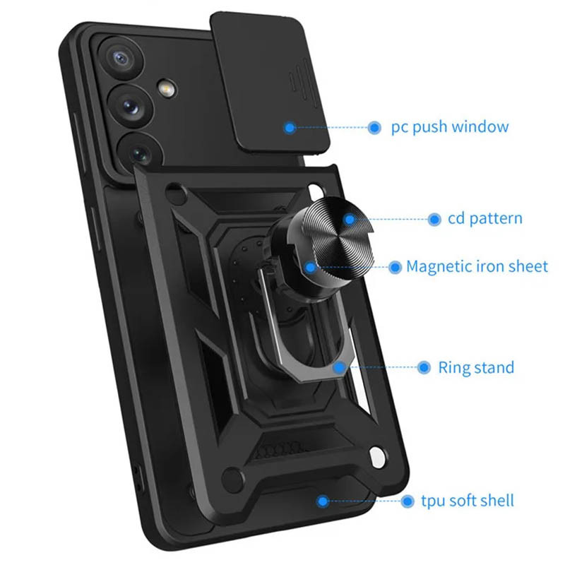 Ударопрочный чехол Camshield Serge Ring для Samsung Galaxy A36 5G (Черный) в магазине vchehle.ua