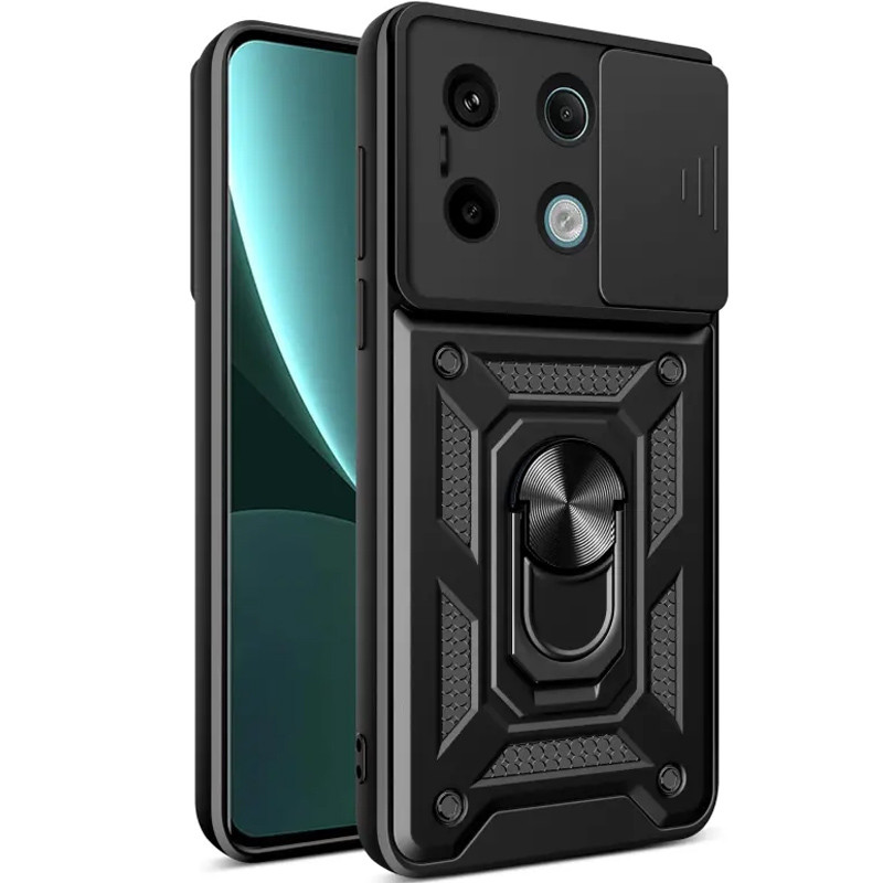 Ударопрочный чехол Camshield Serge Ring для Xiaomi Redmi Note 13 Pro 4G / 14s / Poco M6 Pro 4G (Черный)