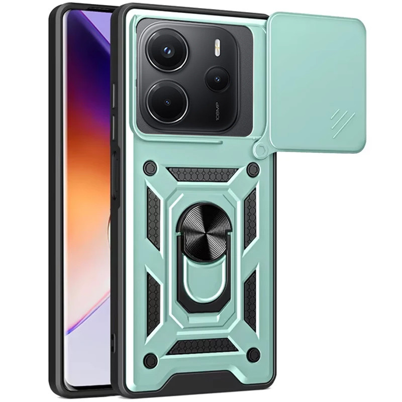 Ударопрочный чехол Camshield Serge Ring для Xiaomi Redmi Note 14 4G (Europe version) (Зеленый)