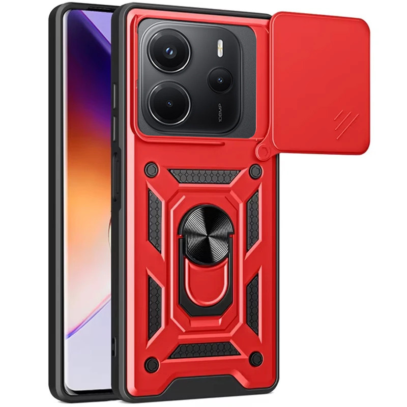 Ударопрочный чехол Camshield Serge Ring для Xiaomi Redmi Note 14 4G (Europe version) (Красный)