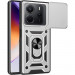 Ударопрочный чехол Camshield Serge Ring для Xiaomi Redmi Note 14 4G (Europe version) (Серебряный)