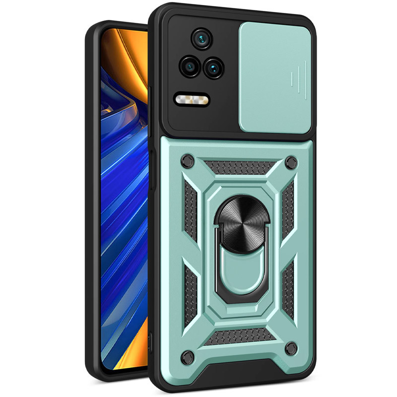 Ударопрочный чехол Camshield Serge Ring для Xiaomi Poco F4 (Зеленый)