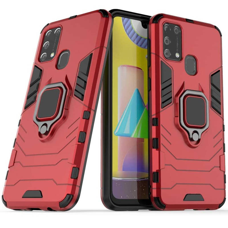 Фото Ударостійкий чохол Transformer Ring for Magnet на Samsung Galaxy M30s / M21 (Червоний / Dante Red) на vchehle.ua