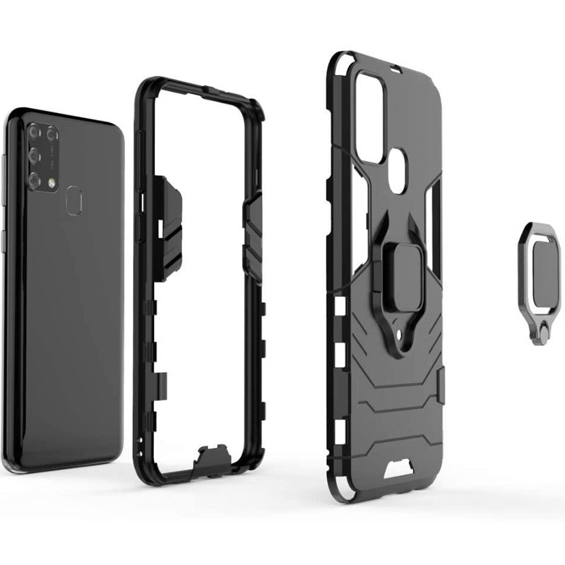 Фото Ударостійкий чохол Transformer Ring for Magnet на Samsung Galaxy M30s / M21 (Чорний / Soul Black) в маназині vchehle.ua