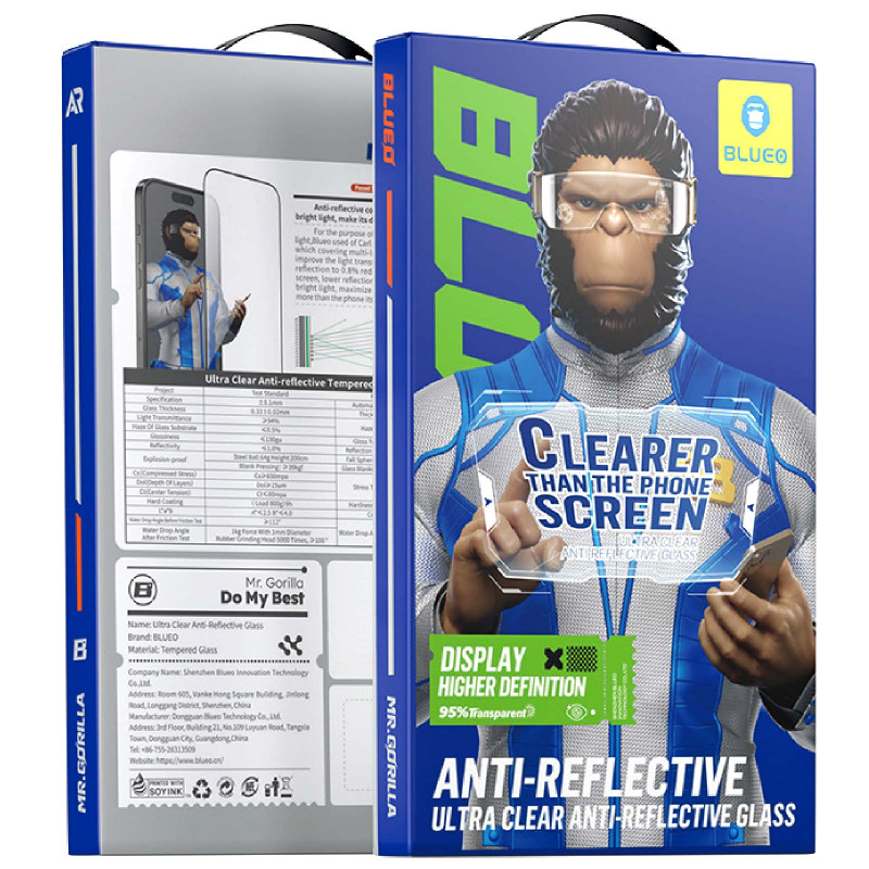 Купить Защитное 2.5D стекло Blueo AR Anti-Reflective HD для Apple iPhone 17 Pro Max / 16 Pro Max (6.9") (Черный) на vchehle.ua