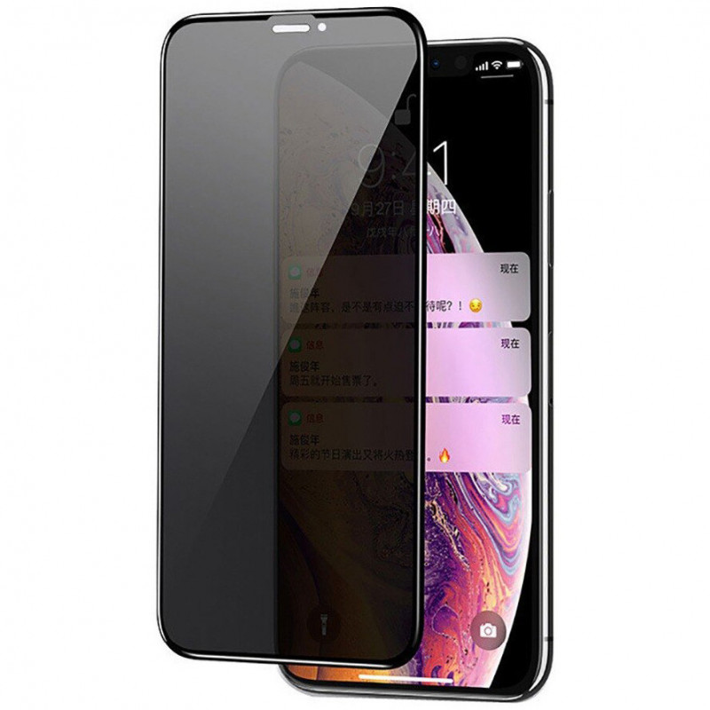 Защитное стекло Privacy 5D Matte (full glue) для Apple iPhone 11 Pro / X / XS (5.8") (Черный)