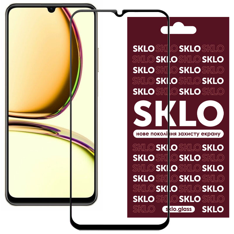 Защитное стекло SKLO 3D для Realme C53 / C51 / C61 4G / C63 4G / Note 50 / 60 / 60x / 70 / 70T (Черный)