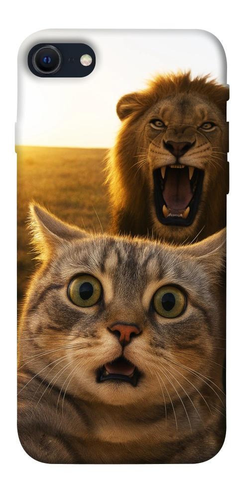 Чехол Shocked cat and lion для iPhone SE (2022)