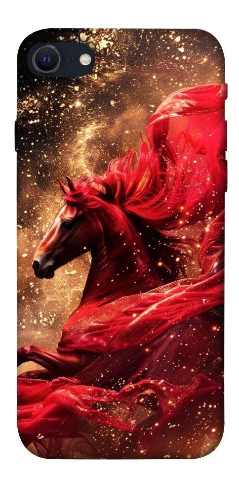 Чехол Red sparkles Horse для iPhone SE (2022)