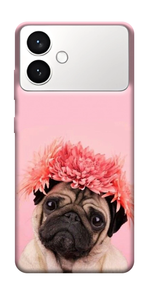 Чехол Мопс с цветами для Galaxy S26+