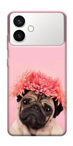 Чехол Мопс с цветами для Galaxy S26+