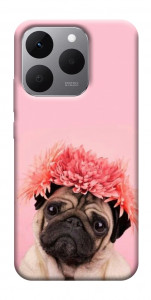 Чехол Мопс с цветами для Realme 15T