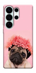 Чохол Мопс із квітами для Galaxy S26 Ultra