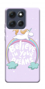 Чехол Believe in your dreams unicorn для Motorola Moto G86 Power