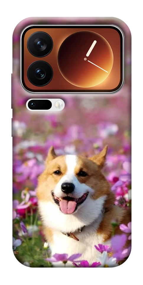 Чехол Корги в цветах для Xiaomi 17 Pro