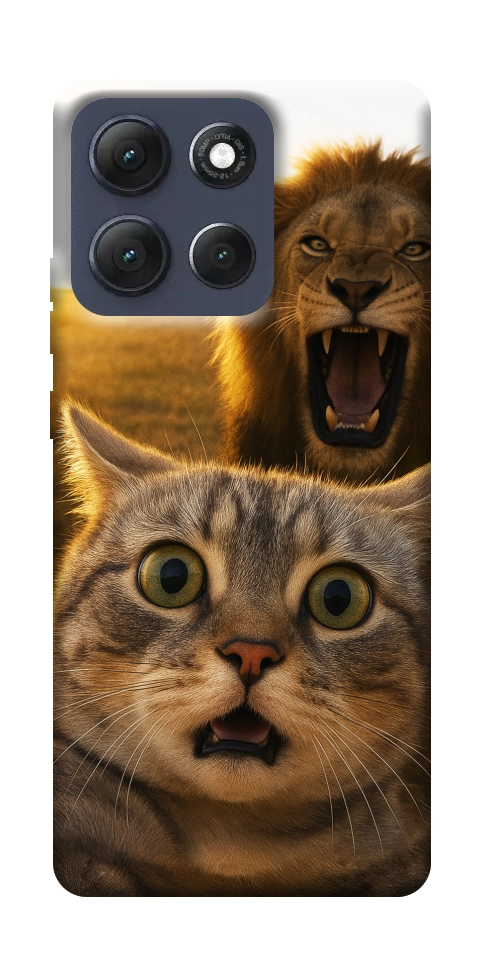 Чехол Shocked cat and lion для Motorola Moto G86 Power