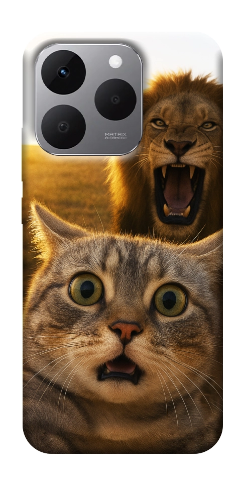 Чехол Shocked cat and lion для Realme 15T