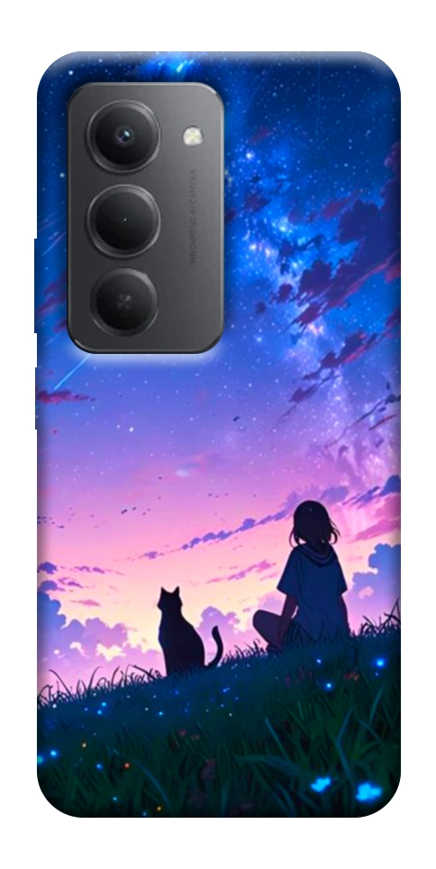 Чехол Space girl and cat для Xiaomi Redmi 15 (Global)