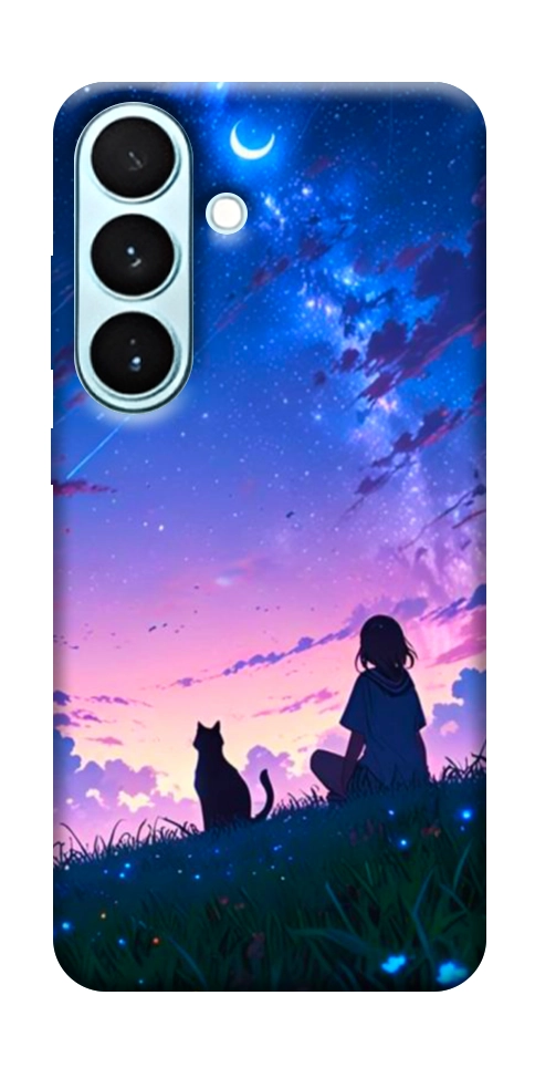 Чехол Space girl and cat для Galaxy S26